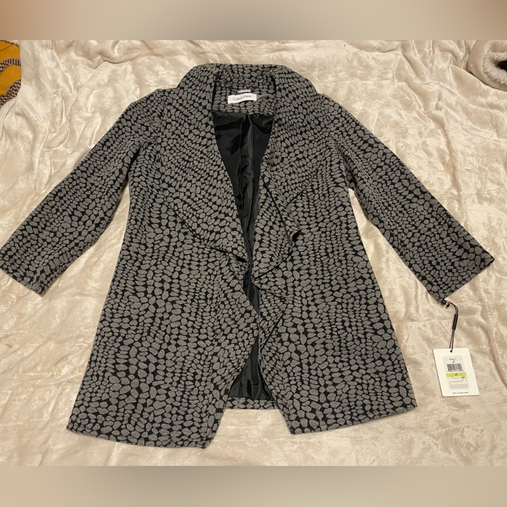 Calvin Klein Women’s Black and Gray Textured Blazer BNWT